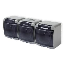 Karlik Junior popiel - gniazdo potrójne IP54 - 10GHE-3d