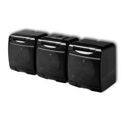 Karlik Junior czarny - gniazdo potrójne IP54 - 12GHE-3d