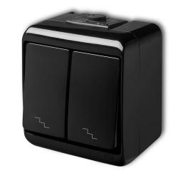 Karlik Junior czarny - łącznik podwójny schodowy IP54 - 12WHE-7