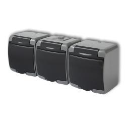 Karlik Junior popiel/grafit - gniazdo potrójne IP54  - 30GHE-3