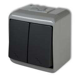 Karlik Junior popiel/grafit - łącznik podwójny schodowy IP54 - 30WHE-7