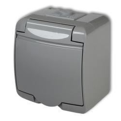 Karlik Junior popiel - gniazdo pojedyncze SCHUKO IP54 - 10GHE-1s