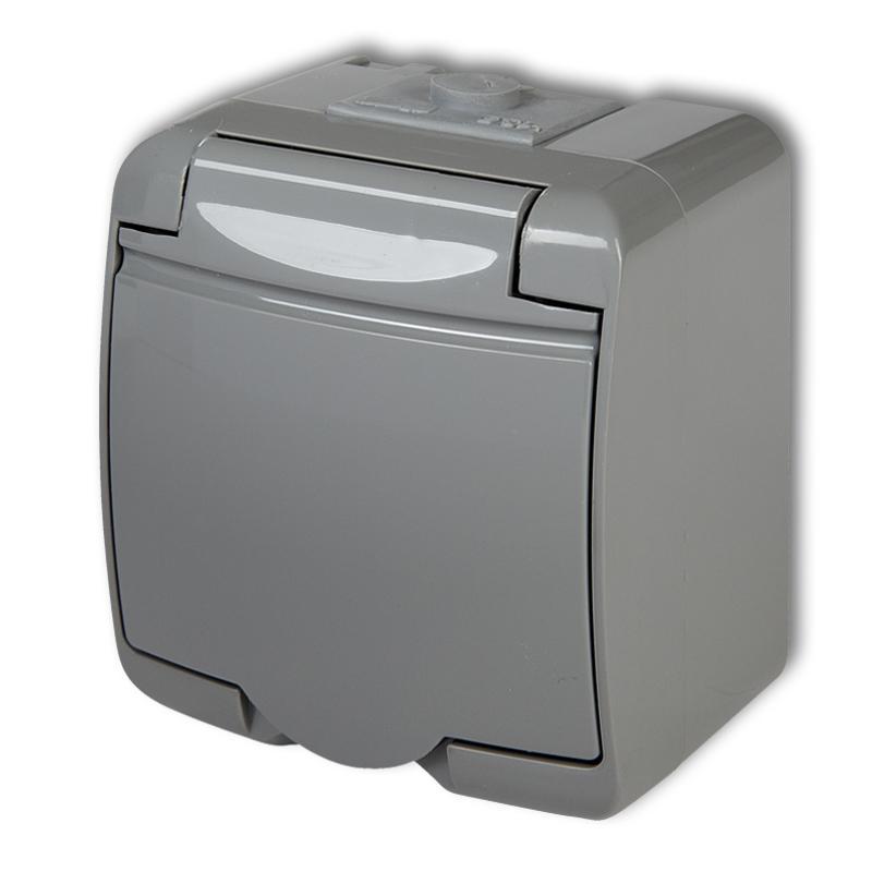 Karlik Junior popiel - gniazdo pojedyncze SCHUKO IP54 - 10GHE-1s