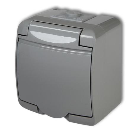 Karlik Junior popiel - gniazdo pojedyncze SCHUKO IP54 - 10GHE-1s