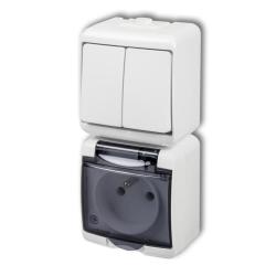 Karlik Junior biały - łącznik świecznikowy z gniazdem IP54 - WGHP-2d
