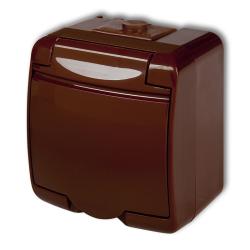 Karlik Junior brązowy - gniazdo pojedyncze SCHUKO IP54 - 4GHE-1s