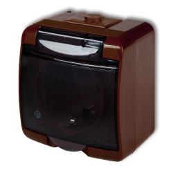 Karlik Junior brązowy - gniazdo pojedyncze SCHUKO IP54 - 4GHE-1sd