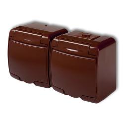 Karlik Junior brązowy - gniazdo podwójne SCHUKO IP54 - 4GHE-2s