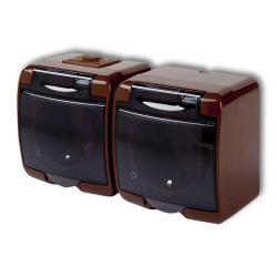 Karlik Junior brązowy - gniazdo podwójne SCHUKO IP54 - 4GHE-2sd