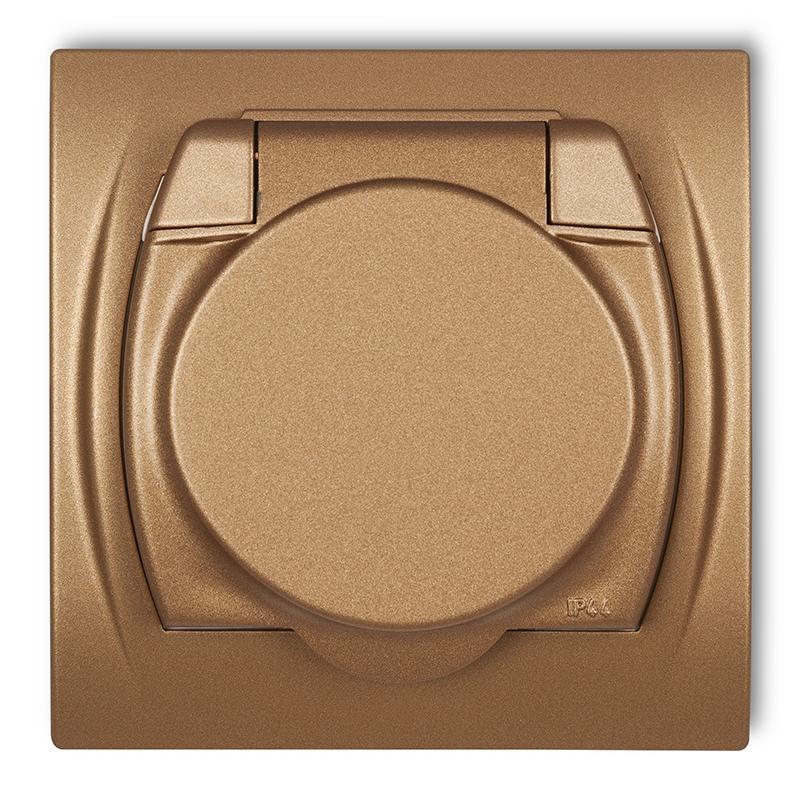 Karlik Logo złoty met - gniazdo pojedyncze bryzgoszczelne - 8LGPB-1z