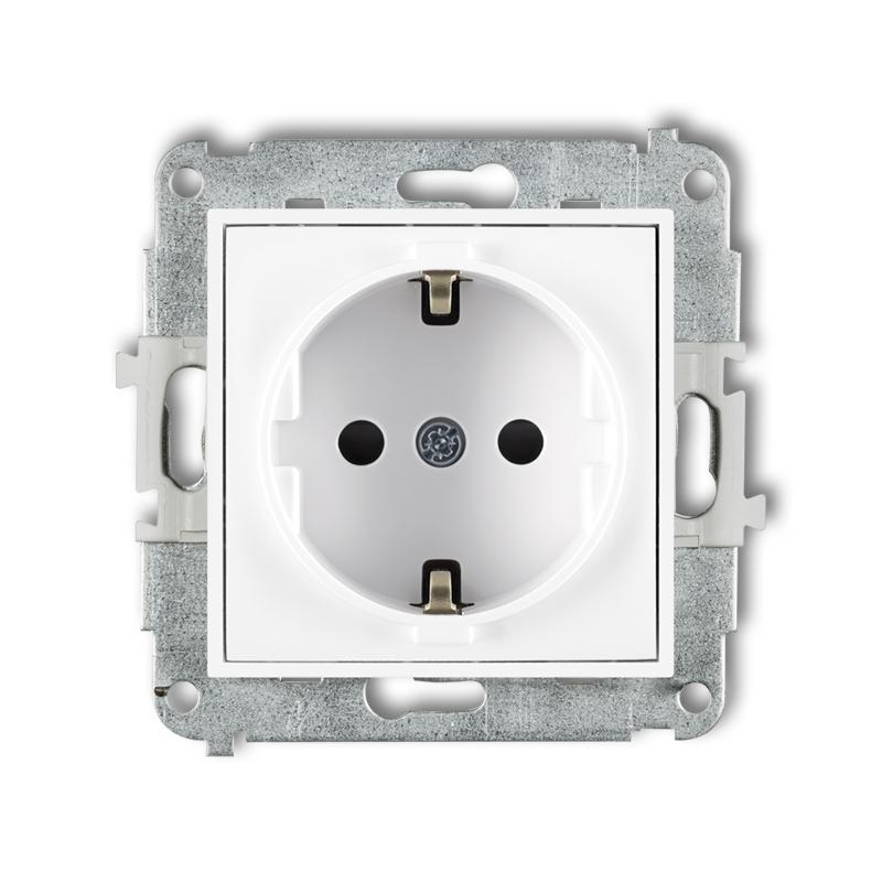 Karlik Mini biały - gniazdo pojedyncze z uziemieniem schuko - MGP-1sp