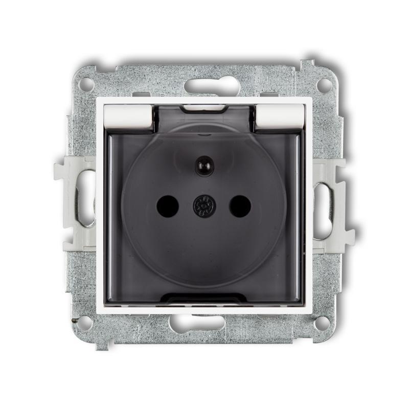 Karlik Mini biały - gniazdo pojedyncze bryzgoszczelne - MGPB-1zdp