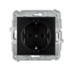 Karlik Mini czarny mat - gniazdo pojedyncze z uziemieniem schuko - 12MGP-1sp Karlik