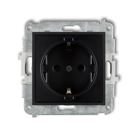 Karlik Mini czarny mat - gniazdo pojedyncze z uziemieniem schuko - 12MGP-1sp