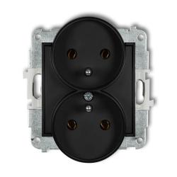 Karlik Mini czarny mat - gniazdo podwójne z uziemieniem - 12MGPR-2z Karlik
