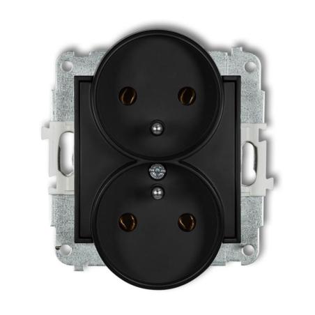Karlik Mini czarny mat - gniazdo podwójne z uziemieniem - 12MGPR-2z