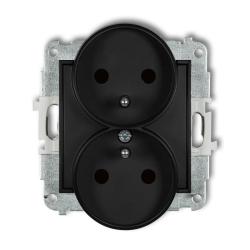 Karlik Mini czarny mat - gniazdo podwójne z uziemieniem z przesłonami - 12MGPR-2zp Karlik