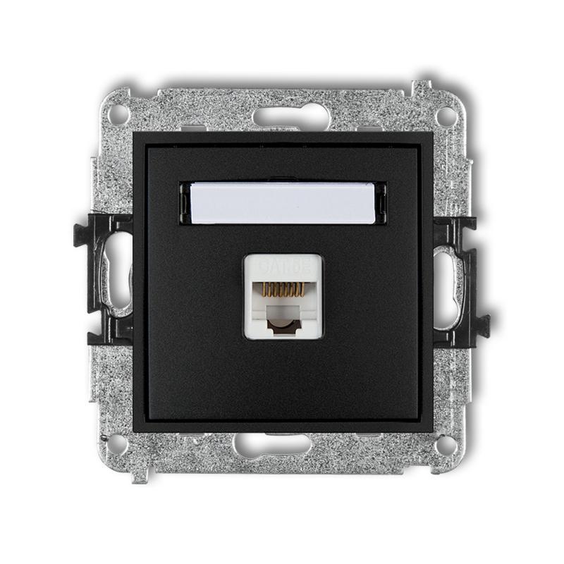 Karlik Mini czarny mat - gniazdo komputerowe 1xRJ45, kat. 5e - 12MGK-1