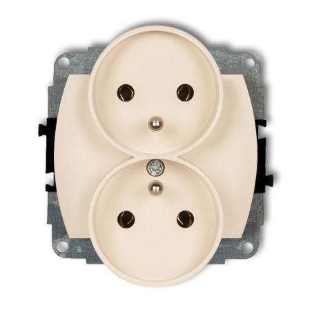 Karlik Trend beżowy - gniazdo podwójne do ramki z uziemieniem - 1GPR-2z
