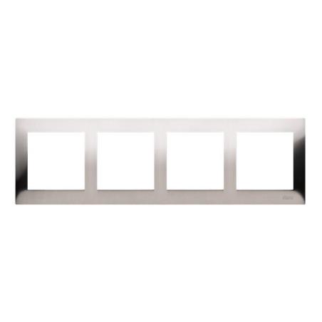 Simon 54 Premium inox metal - ramka poczwórna DR4/61