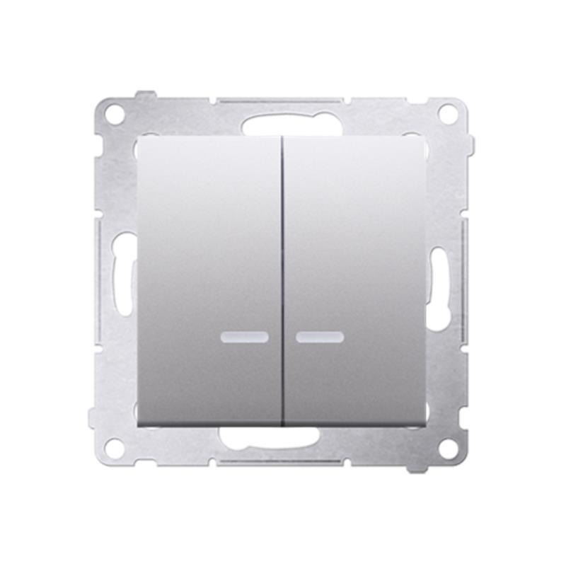 Simon 54 Premium srebrny mat - łącznik świecznikowy z podświet. 10AX IP44 DW5BL.01/43 Simon 54 Premium srebrny mat - łącznik świecznikowy z podświet. 10AX IP44 DW5BL.01/43