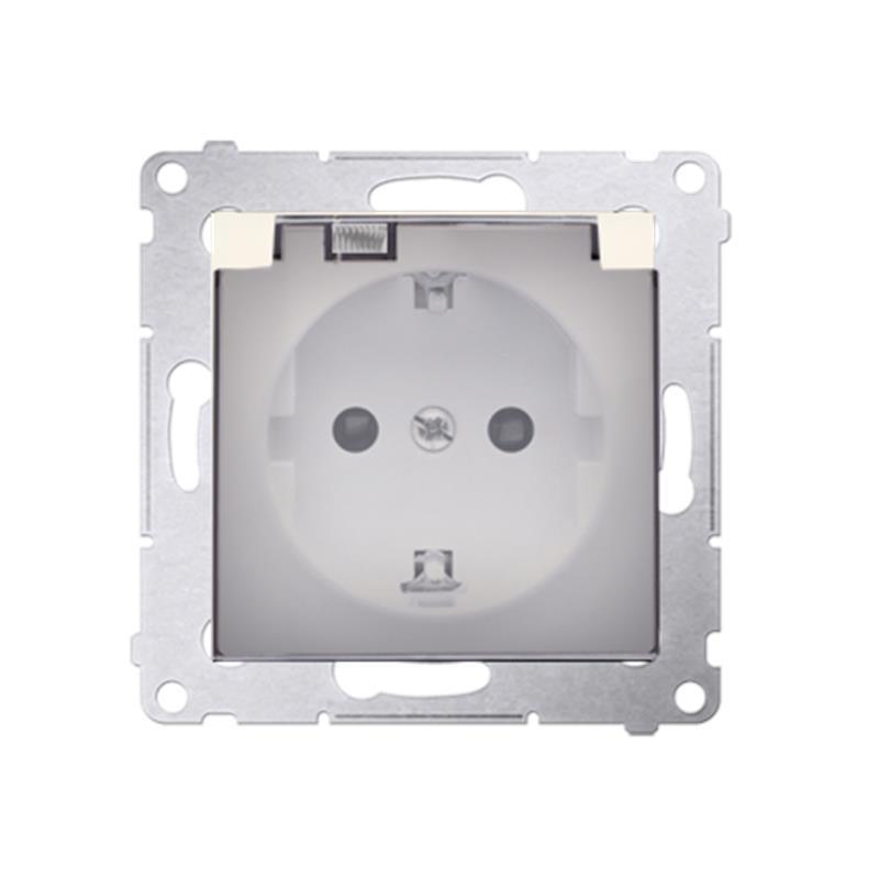 Simon 54 Premium kremowy - gniazdo z uziemieniem i przesłonami DGZ1CZ.01/41