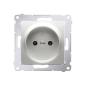 Simon 54 Premium srebrny mat - gniazdo bez uziemienia z przesłonami DG1Z.01/43
