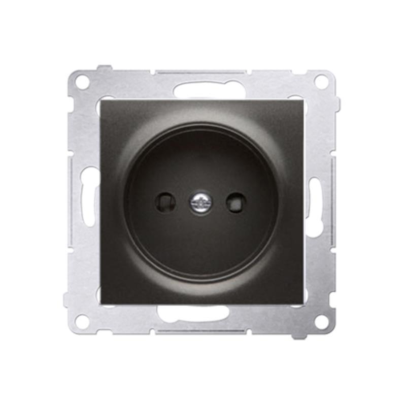 Simon 54 Premium antracyt - gniazdo bez uziemienia z przesłonami DG1Z.01/48