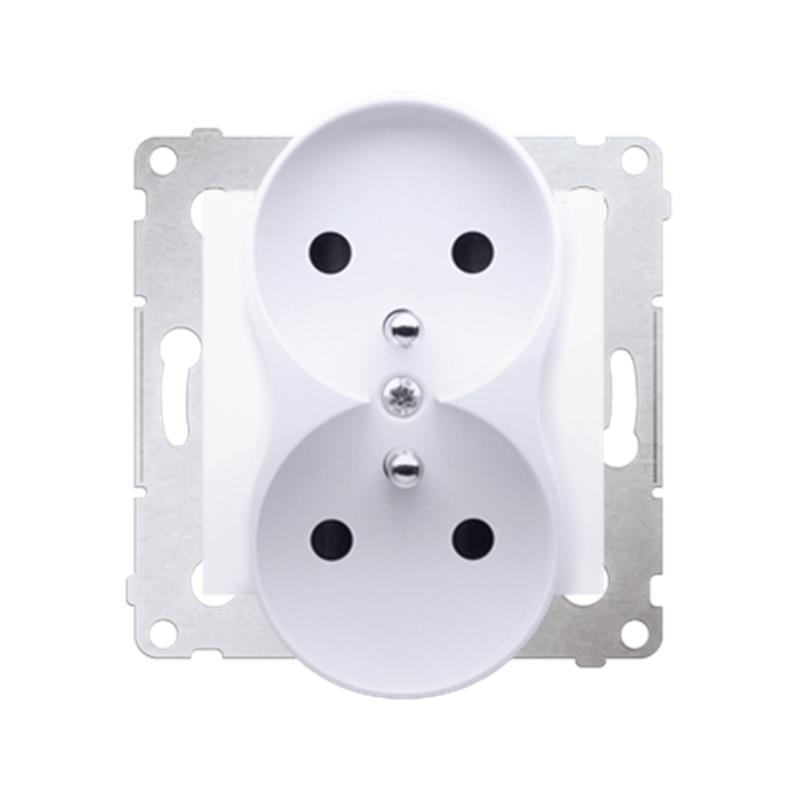 Simon 54 Premium biały - gniazdo podwójne z uziemieniem DGZ2MZ.01/11