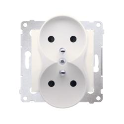 Simon 54 Premium kremowy - gniazdo podwójne z uziemieniem DGZ2MZ.01/41