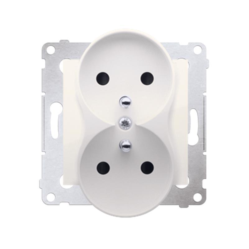 Simon 54 Premium kremowy - gniazdo podwójne z uziemieniem DGZ2MZ.01/41