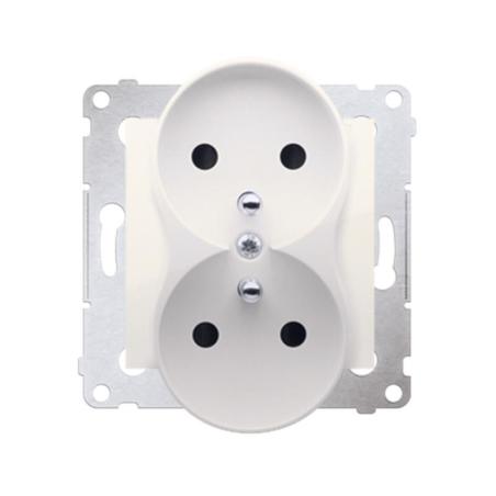 Simon 54 Premium kremowy - gniazdo podwójne z uziemieniem DGZ2MZ.01/41