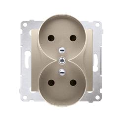 Simon 54 Premium złoty mat - gniazdo podwójne z uziemieniem DGZ2MZ.01/44