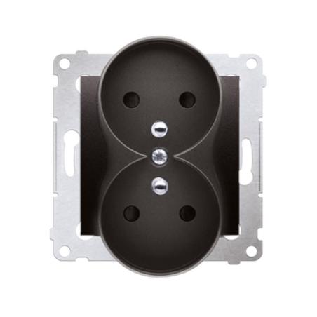 Simon 54 Premium antracyt - gniazdo podwójne z uziemieniem DGZ2MZ.01/48