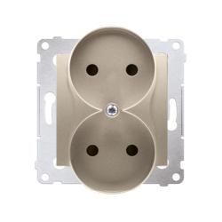 Simon 54 Premium złoty mat - gniazdo podwójne bez uziemienia DG2MZ.01/44