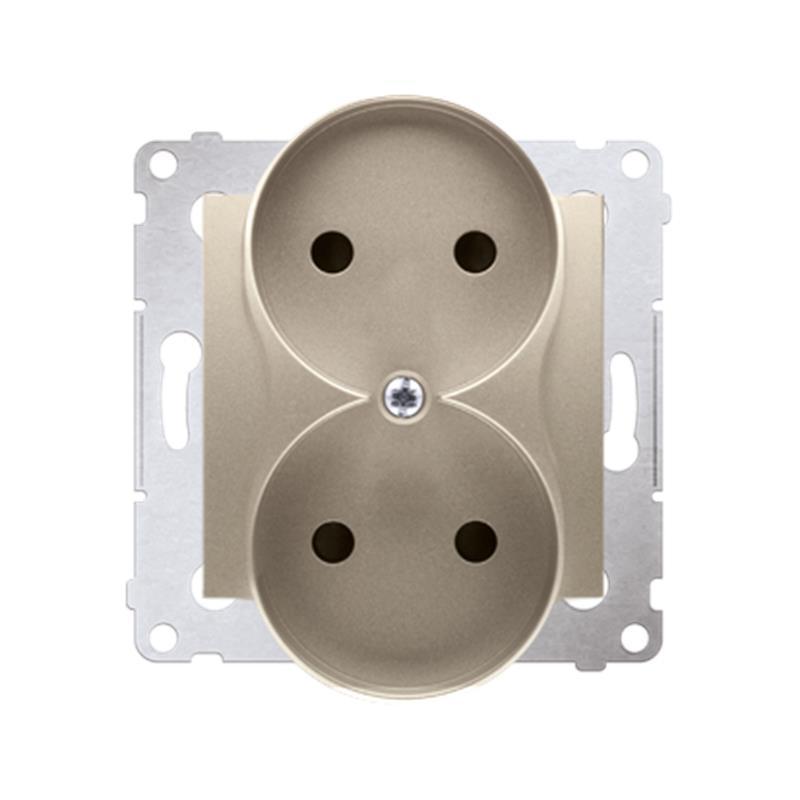 Simon 54 Premium złoty mat - gniazdo podwójne bez uziemienia DG2MZ.01/44