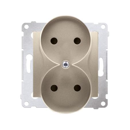 Simon 54 Premium złoty mat - gniazdo podwójne bez uziemienia DG2MZ.01/44