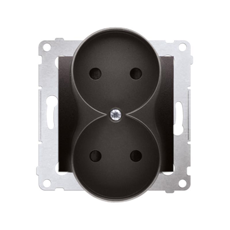 Simon 54 Premium antracyt - gniazdo podwójne bez uziemienia DG2MZ.01/48