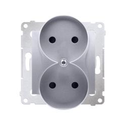 Simon 54 Premium srebrny mat - gniazdo podwójne bez uziemienia DG2MZ.01/43