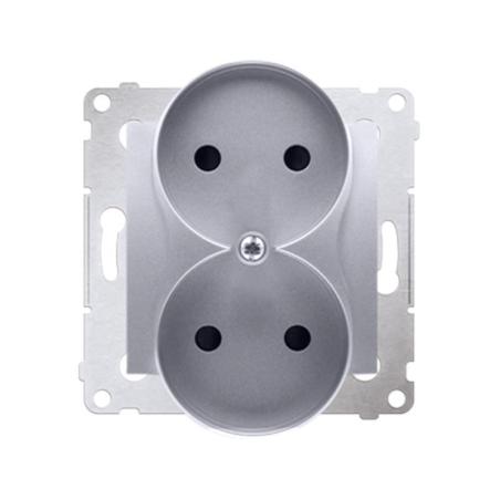Simon 54 Premium srebrny mat - gniazdo podwójne bez uziemienia DG2MZ.01/43