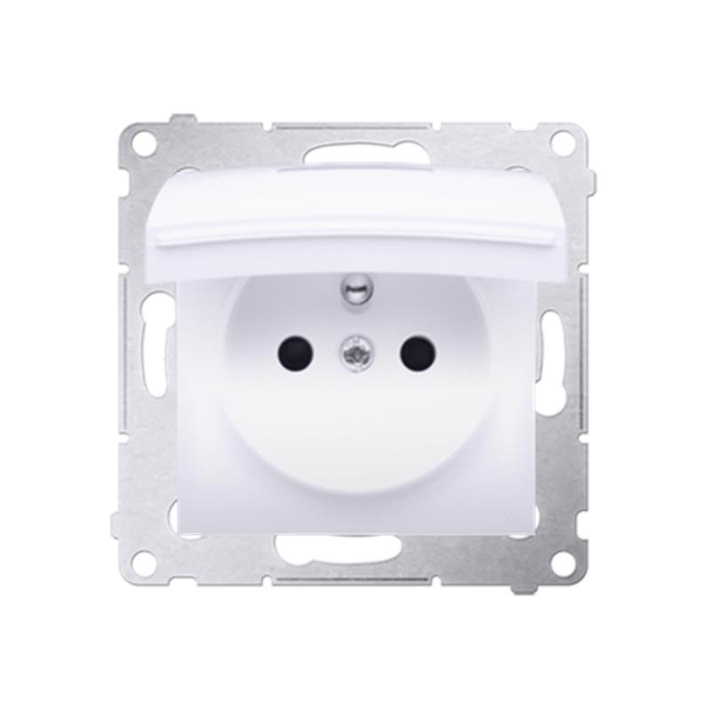 Simon 54 Premium biały - gniazdo z przesłonami i uszczelką ramki DGZ1BZ.01/11