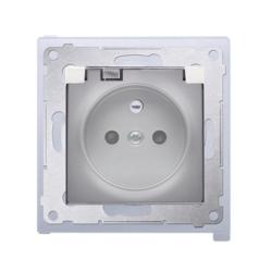 Simon 54 Premium srebrny mat - gniazdo z przesłonami z uszczelką DGZ1BZ.01/43A