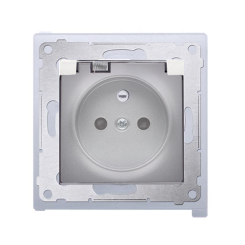 Simon 54 Premium srebrny mat - gniazdo z przesłonami z uszczelką DGZ1BZ.01/43A