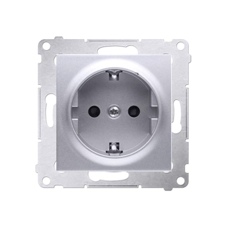 Simon 54 Premium srebrny mat - gniazdo schuko z przesłonami DGSz1Z.01/43
