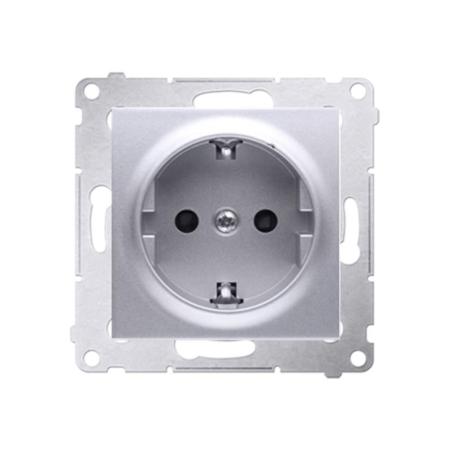 Simon 54 Premium srebrny mat - gniazdo schuko z przesłonami DGSz1Z.01/43