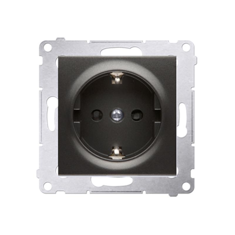 Simon 54 Premium antracyt - gniazdo schuko z przesłonami DGSz1Z.01/48