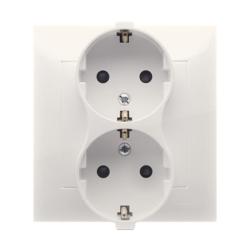 Simon 54 Premium kremowy - gniazdo schuko podwójne z przesłonami DGSz2Z/41