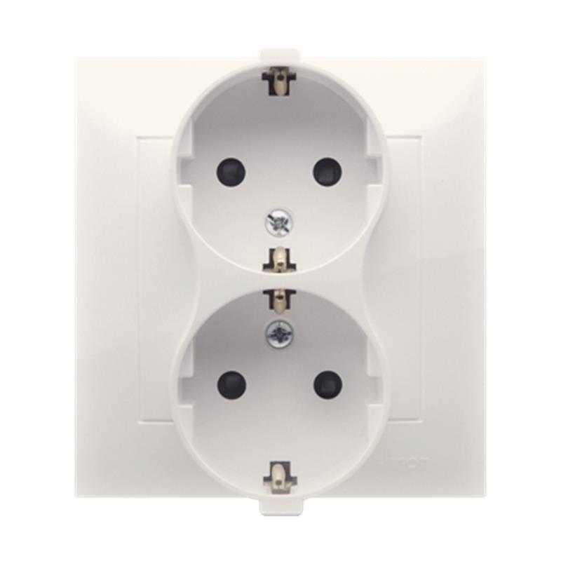 Simon 54 Premium kremowy - gniazdo schuko podwójne z przesłonami DGSz2Z/41