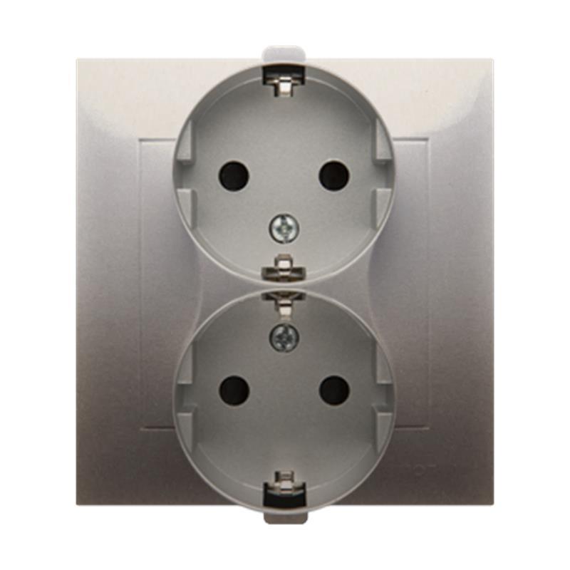 Simon 54 Premium złoty mat - gniazdo schuko podwójne z przesłonami DGSz2Z/44