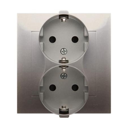 Simon 54 Premium złoty mat - gniazdo schuko podwójne z przesłonami DGSz2Z/44